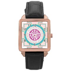Mandala Design Arts Indian Rose Gold Leather Watch  by Celenk
