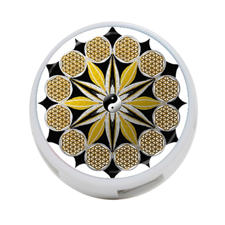 Mandala Yin Yang Live Flower 4-Port USB Hub (One Side)