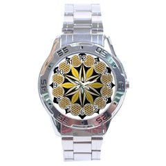 Mandala Yin Yang Live Flower Stainless Steel Analogue Watch by Celenk