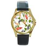 Juicy Currants Round Gold Metal Watch