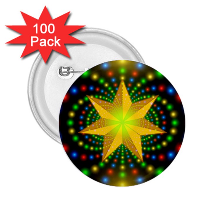 Christmas Star Fractal Symmetry 2.25  Buttons (100 pack) 