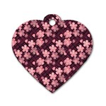 Cherry Blossoms Japanese Style Pink Dog Tag Heart (Two Sides) Front