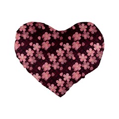 Cherry Blossoms Japanese Style Pink Standard 16  Premium Flano Heart Shape Cushions by Celenk