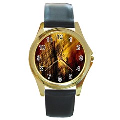 Refinery Oil Refinery Grunge Bloody Round Gold Metal Watch by Celenk