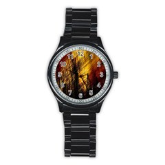 Refinery Oil Refinery Grunge Bloody Stainless Steel Round Watch by Celenk