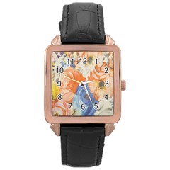 Texture Fabric Textile Detail Rose Gold Leather Watch 