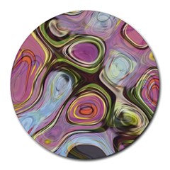 Retro Background Colorful Hippie Round Mousepads