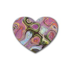 Retro Background Colorful Hippie Heart Coaster (4 Pack)  by Celenk