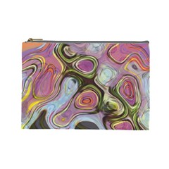 Retro Background Colorful Hippie Cosmetic Bag (large) 