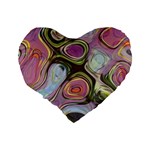 Retro Background Colorful Hippie Standard 16  Premium Flano Heart Shape Cushions Back