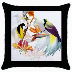 Birds Of Paradise Throw Pillow Case (black) by TKKdesignsCo