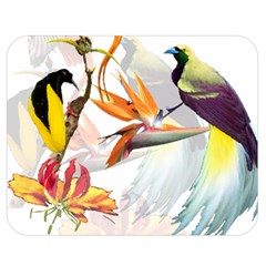 Exotic Birds Of Paradise And Flowers Watercolor Double Sided Flano Blanket (medium)  by TKKdesignsCo