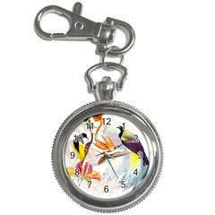 Exotic Birds Of Paradise And Flowers Watercolor Key Chain Watches