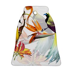 Exotic Birds Of Paradise And Flowers Watercolor Ornament (bell) by TKKdesignsCo