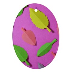 Leaves Autumn Nature Trees Oval Ornament (two Sides)