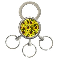 Sun Flower Pattern Background 3-ring Key Chains by Celenk