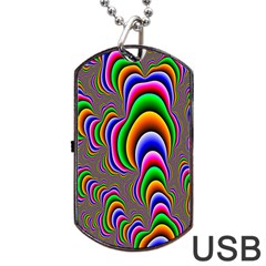 Fractal Background Pattern Color Dog Tag Usb Flash (two Sides) by Celenk