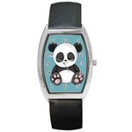 Cute Panda Barrel Style Metal Watch Front