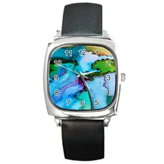 Abstract Painting Art Square Metal Watch by Celenk