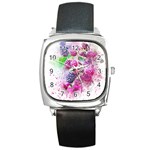 Blackberry Fruit Art Abstract Square Metal Watch Front