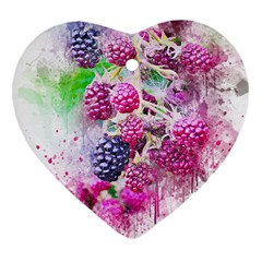 Blackberry Fruit Art Abstract Heart Ornament (two Sides) by Celenk