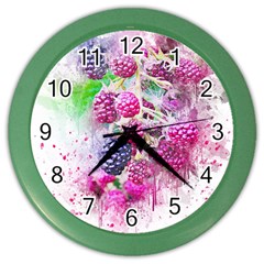 Blackberry Fruit Art Abstract Color Wall Clocks by Celenk