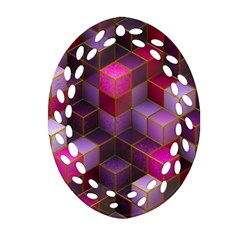 Cube Surface Texture Background Ornament (oval Filigree) by Celenk