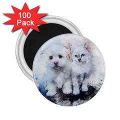 Cat Dog Cute Art Abstract 2 25  Magnets (100 Pack)  by Celenk