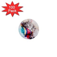 Cat Kitty Animal Art Abstract 1  Mini Buttons (100 Pack)  by Celenk