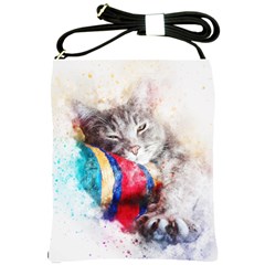 Cat Kitty Animal Art Abstract Shoulder Sling Bags by Celenk