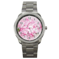 Flower Pink Art Abstract Nature Sport Metal Watch by Celenk