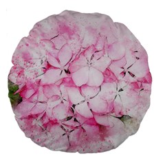 Flower Pink Art Abstract Nature Large 18  Premium Round Cushions by Celenk