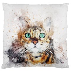 Cat Animal Art Abstract Watercolor Large Flano Cushion Case (two Sides) by Celenk