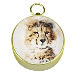 Leopard Animal Art Abstract Gold Compasses by Celenk