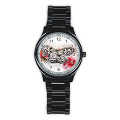 Butterfly Animal Insect Art Stainless Steel Round Watch by Celenk