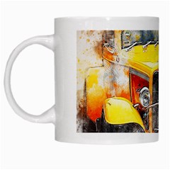 Car Old Art Abstract White Mugs by Celenk