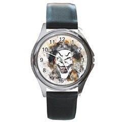 Mask Party Art Abstract Watercolor Round Metal Watch