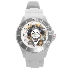 Mask Party Art Abstract Watercolor Round Plastic Sport Watch (l) by Celenk