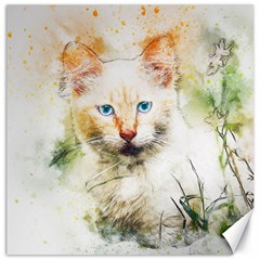 Cat Animal Art Abstract Watercolor Canvas 16  X 16   by Celenk