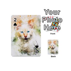 Cat Animal Art Abstract Watercolor Playing Cards 54 (mini)  by Celenk