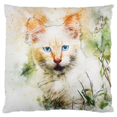 Cat Animal Art Abstract Watercolor Large Cushion Case (two Sides)