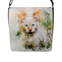 Cat Animal Art Abstract Watercolor Flap Messenger Bag (l)  by Celenk