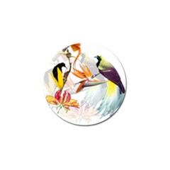 Exotic Birds Of Paradise And Flowers Watercolor Golf Ball Marker by TKKdesignsCo