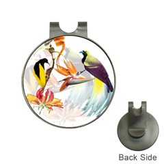 Exotic Birds Of Paradise And Flowers Watercolor Hat Clips With Golf Markers by TKKdesignsCo