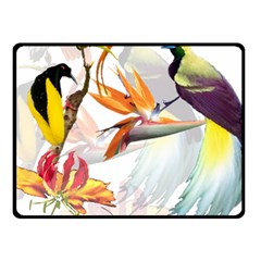 Exotic Birds Of Paradise And Flowers Watercolor Fleece Blanket (small) by TKKdesignsCo