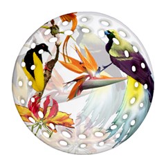 Exotic Birds Of Paradise And Flowers Watercolor Ornament (round Filigree) by TKKdesignsCo