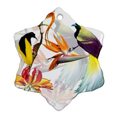Exotic Birds Of Paradise And Flowers Watercolor Ornament (snowflake) by TKKdesignsCo