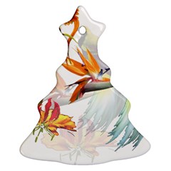 Exotic Birds Of Paradise And Flowers Watercolor Ornament (christmas Tree)  by TKKdesignsCo