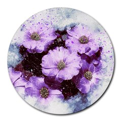 Flowers Purple Nature Art Abstract Round Mousepads