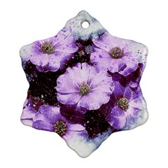 Flowers Purple Nature Art Abstract Snowflake Ornament (two Sides) by Celenk